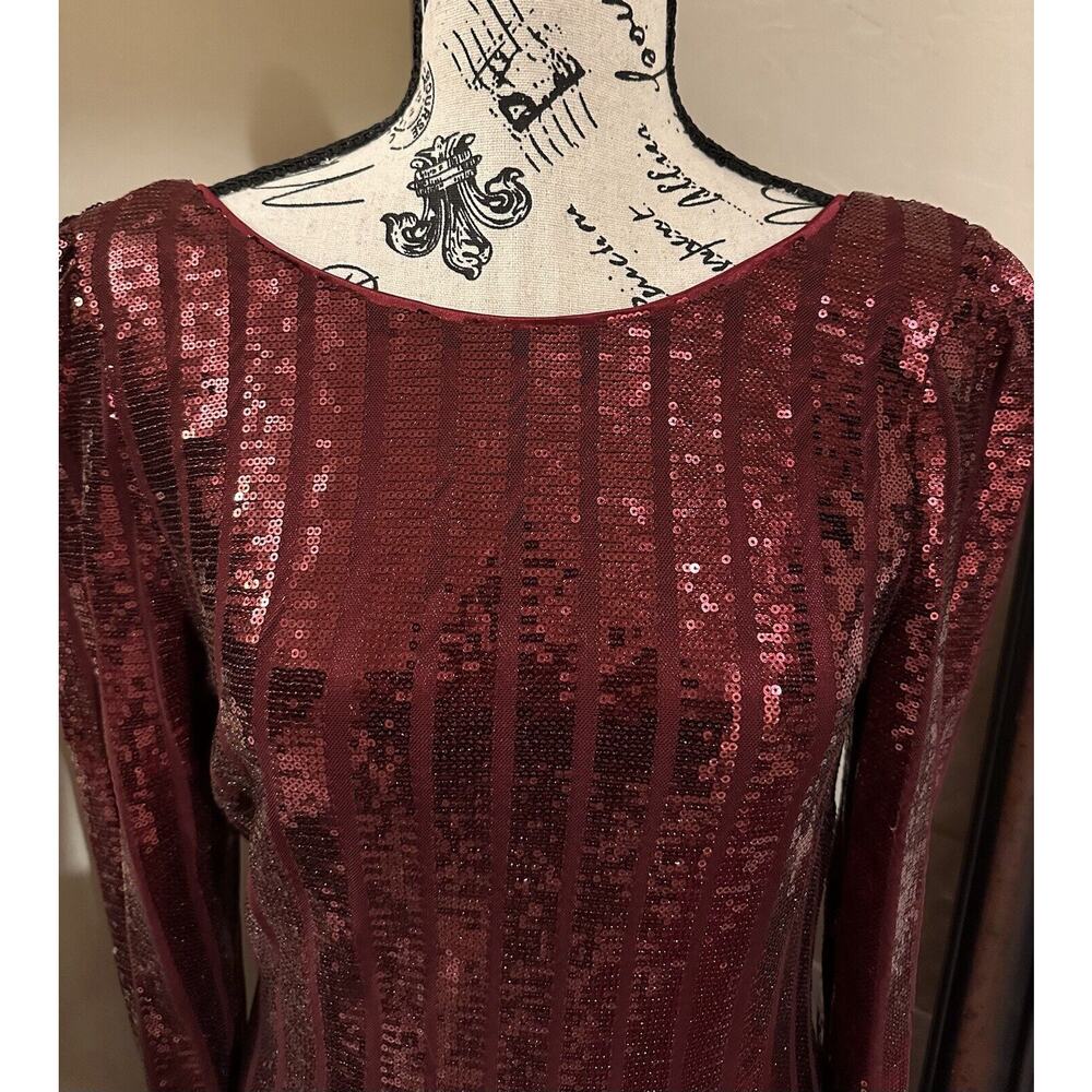 Nanette Lepore Sequin Dress Size 8 Red Fully Lined V back Dress RETAIL $188